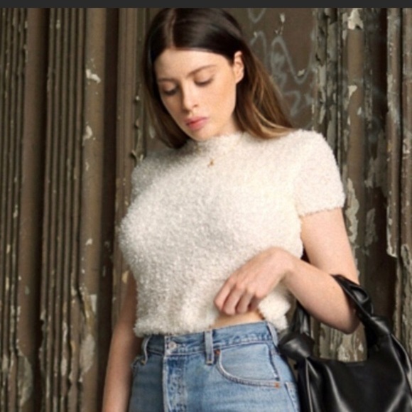 Lauren Conrad fluffy short sleeve sweater - Picture 1 of 9
